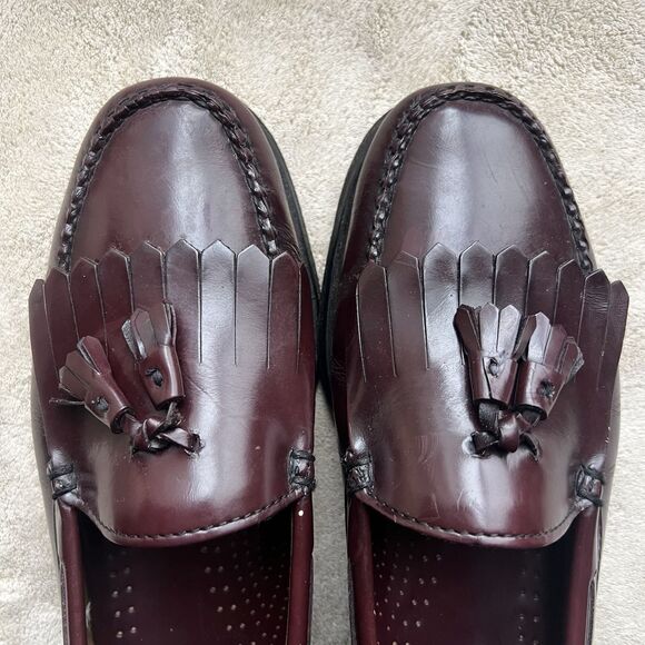 GH Bass & Co. Weejuns Layton Burgundy Leather Tassle Loafers Men’s Size 11 D - Picture 1 of 16
